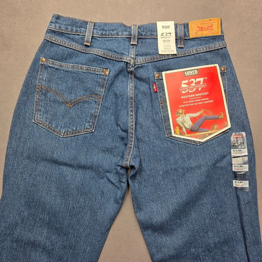 Levis 537 Western Bootcut Jeans Mens 31x34 Medium Wash Blue Stretch Denim NEW